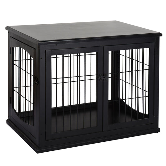 Modern Wooden Dog Crate Furniture Double Door for Small Dogs