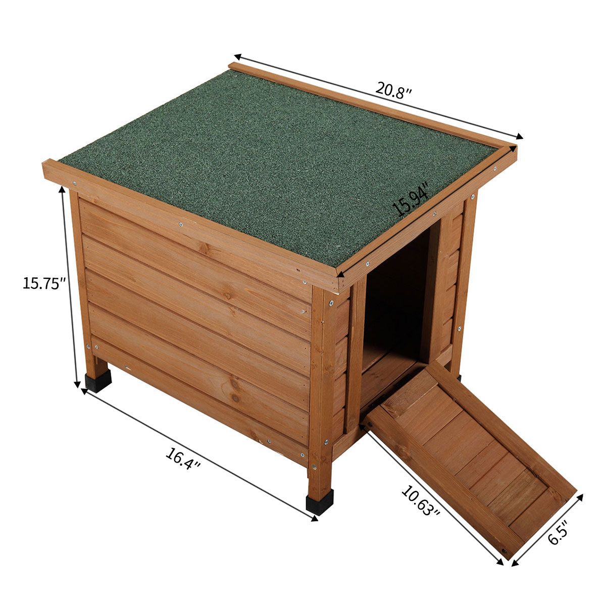 Modern Wooden Rabbit Cat Dog Hutch, Indoor/Outdoor Retreat House
