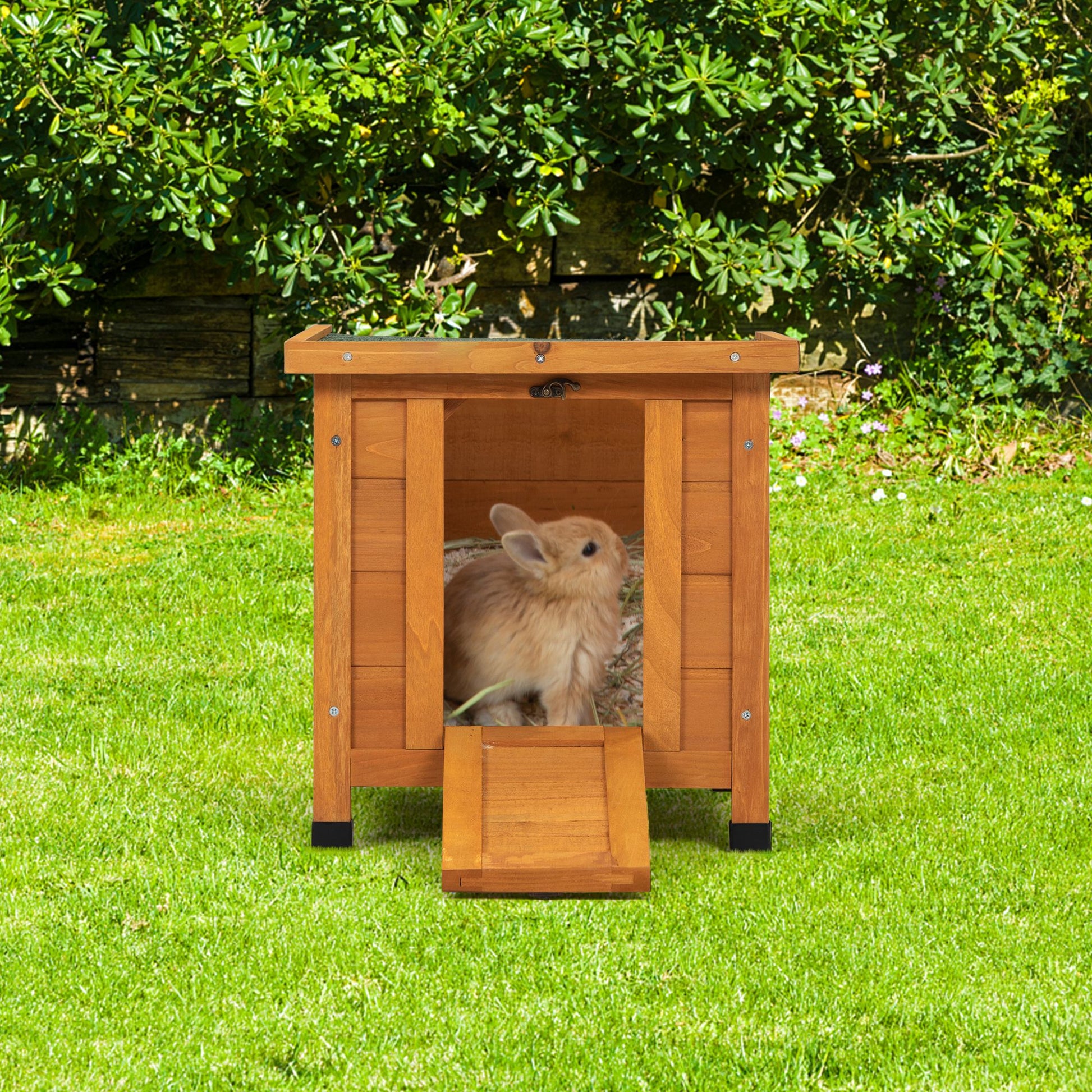 Modern Wooden Rabbit Cat Dog Hutch, Indoor/Outdoor Retreat House