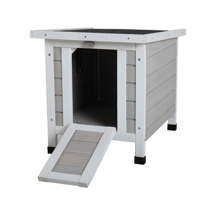 Modern Wooden Rabbit Cat Dog Hutch, Indoor/Outdoor Retreat House