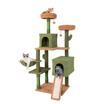 Multi-Level Cactus Cat Tree with Scratching Posts Ladder Double