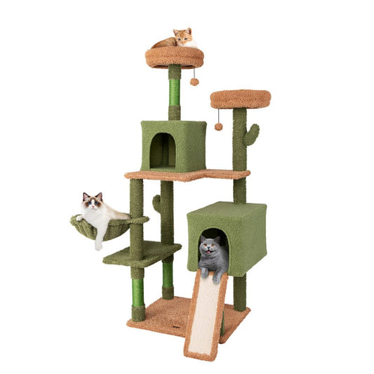 Multi-Level Cactus Cat Tree with Scratching Posts Ladder Double