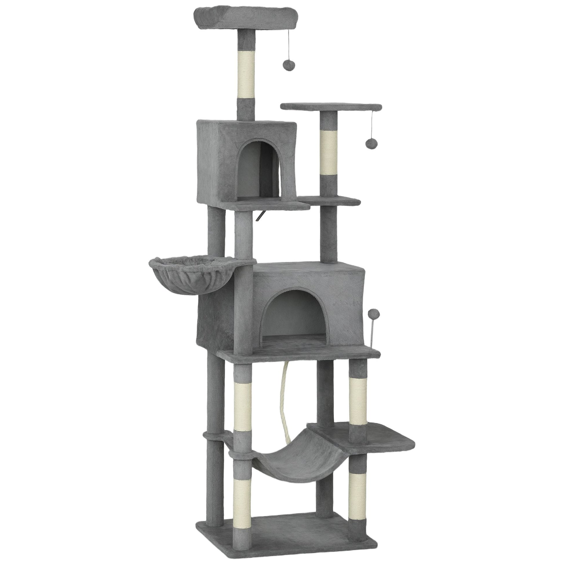 Multi-Level Cat Tower, 80" Tall Cat Tree, with 2 Condos, 2
