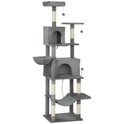 Multi-Level Cat Tower, 80" Tall Cat Tree, with 2 Condos, 2