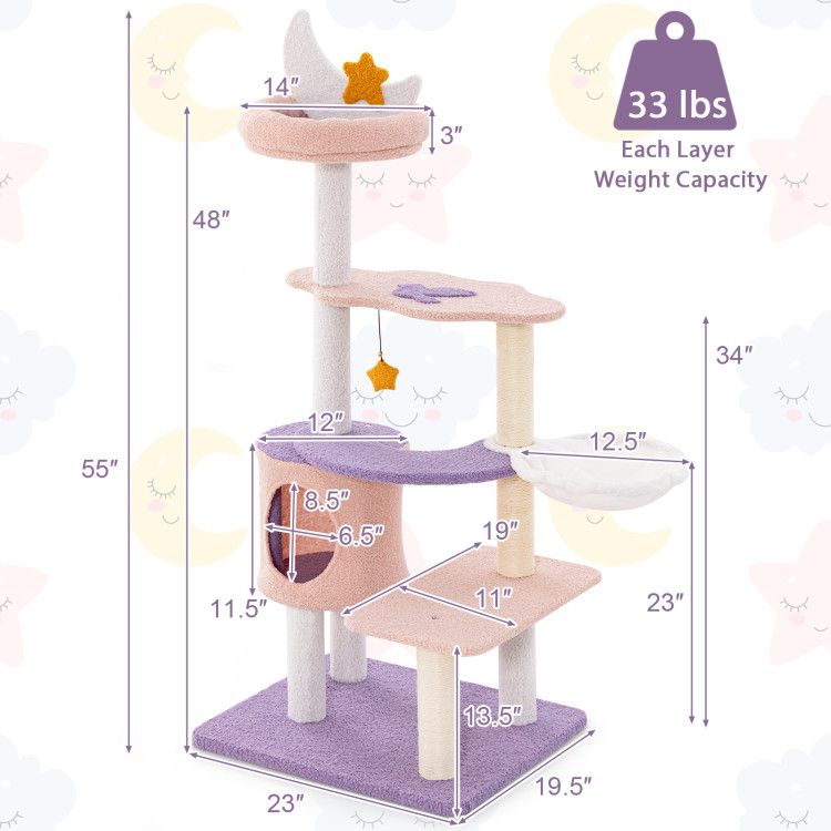 Multi-Level Cat Tower with Sisal Covered Scratching Posts