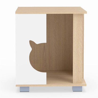 Multipurpose Wooden Cat House Nightstand, Sturdy Metal Base