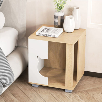 Multipurpose Wooden Cat House Nightstand, Sturdy Metal Base