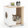 Multipurpose Wooden Cat House Nightstand, Sturdy Metal Base