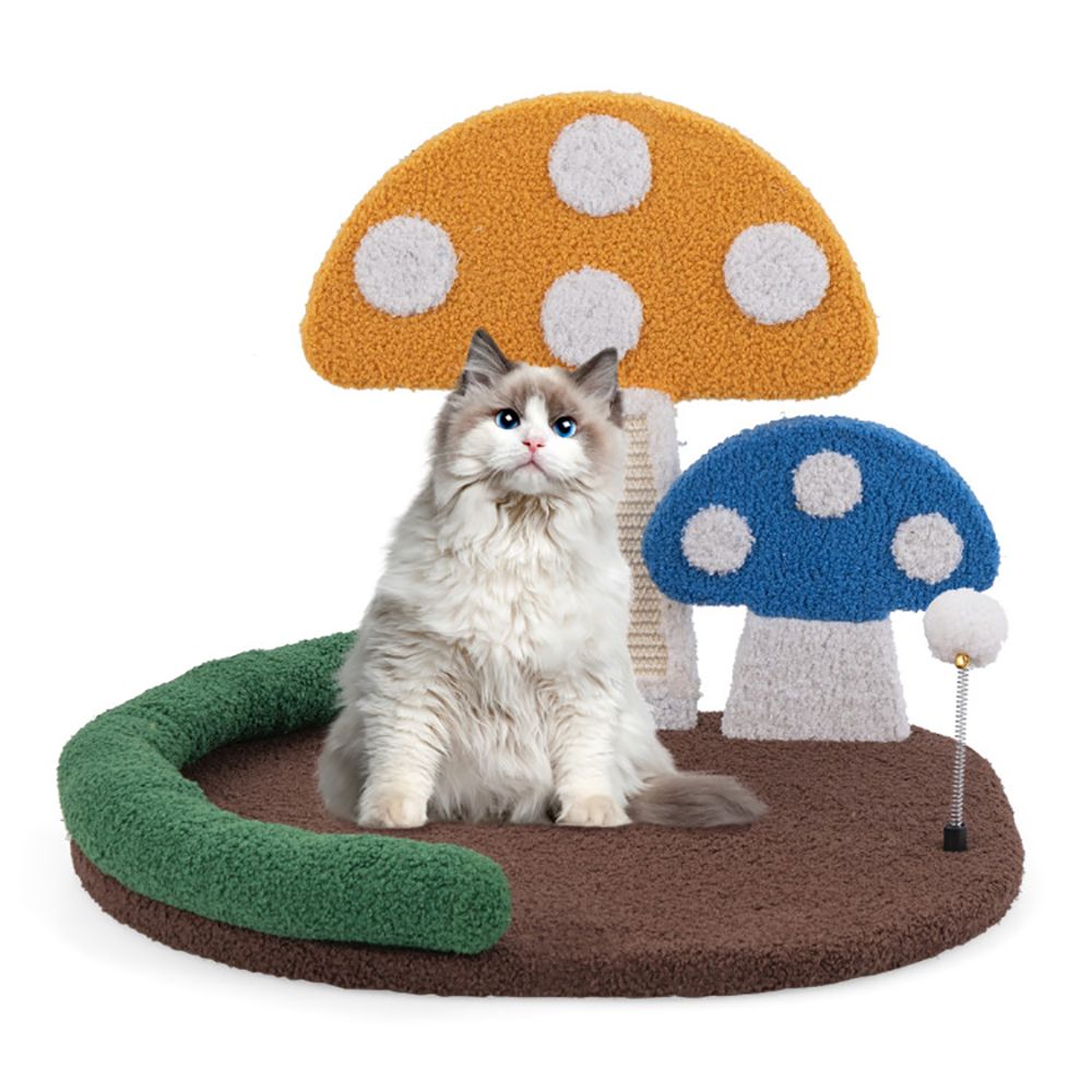 Mushroom Cat Bed Cat Claw Scratcher with Wide Bed and Sisal Scratch