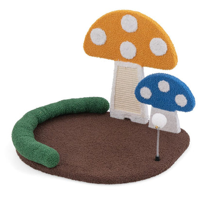 Mushroom Cat Bed Cat Claw Scratcher with Wide Bed and Sisal Scratch