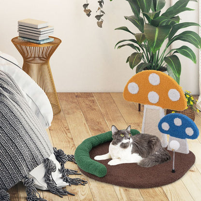 Mushroom Cat Bed Cat Claw Scratcher with Wide Bed and Sisal Scratch