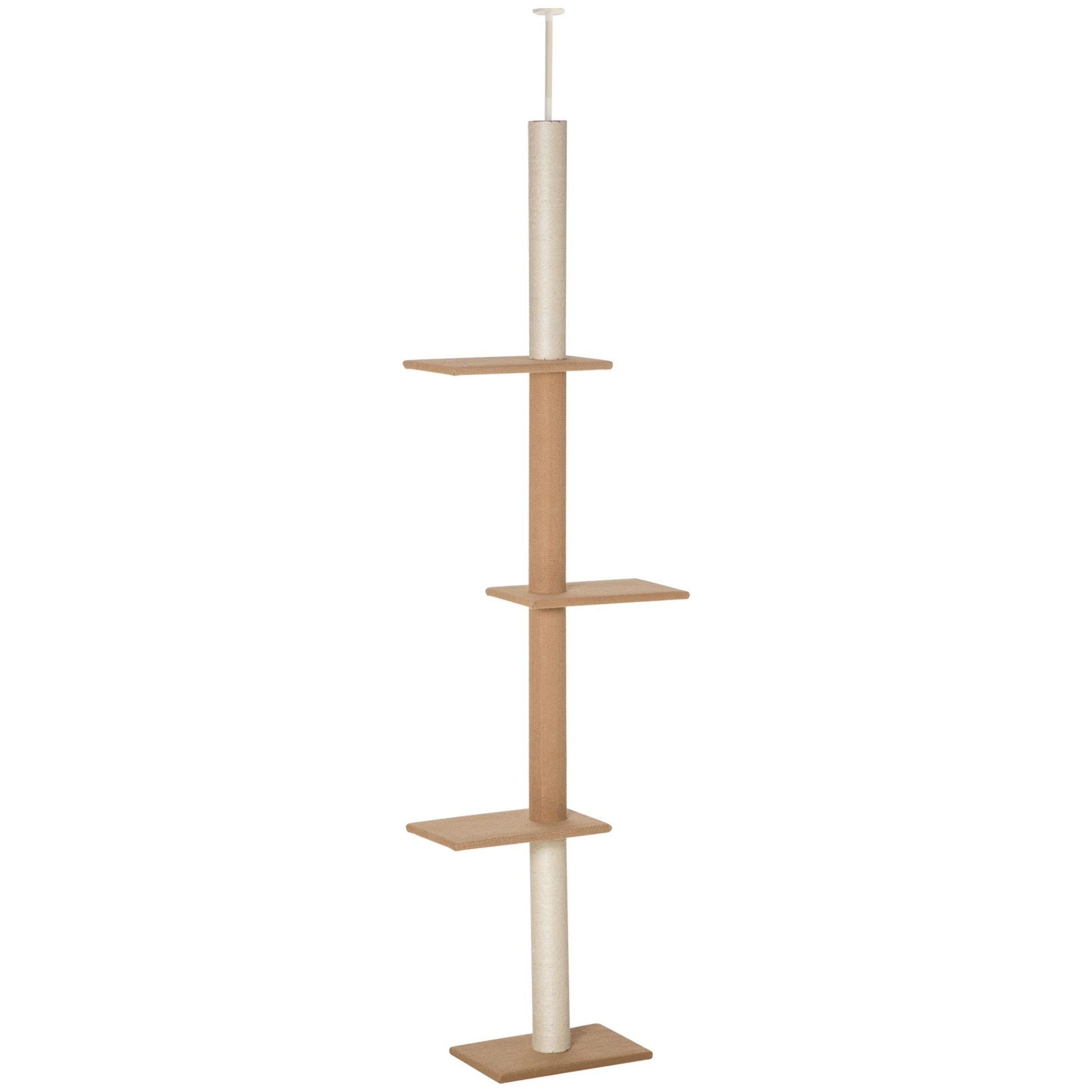Natural Floor-to-Ceiling Cat Tree, Sisal-Covered Scratching Posts