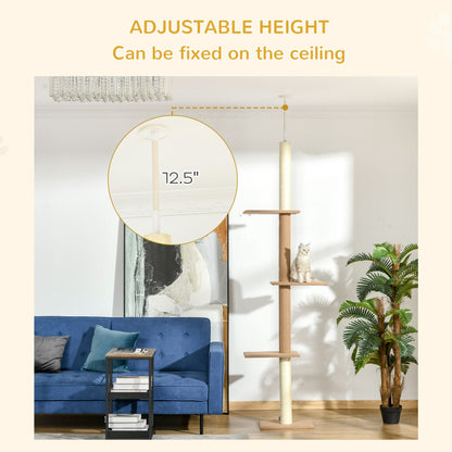 Natural Floor-to-Ceiling Cat Tree, Sisal-Covered Scratching Posts