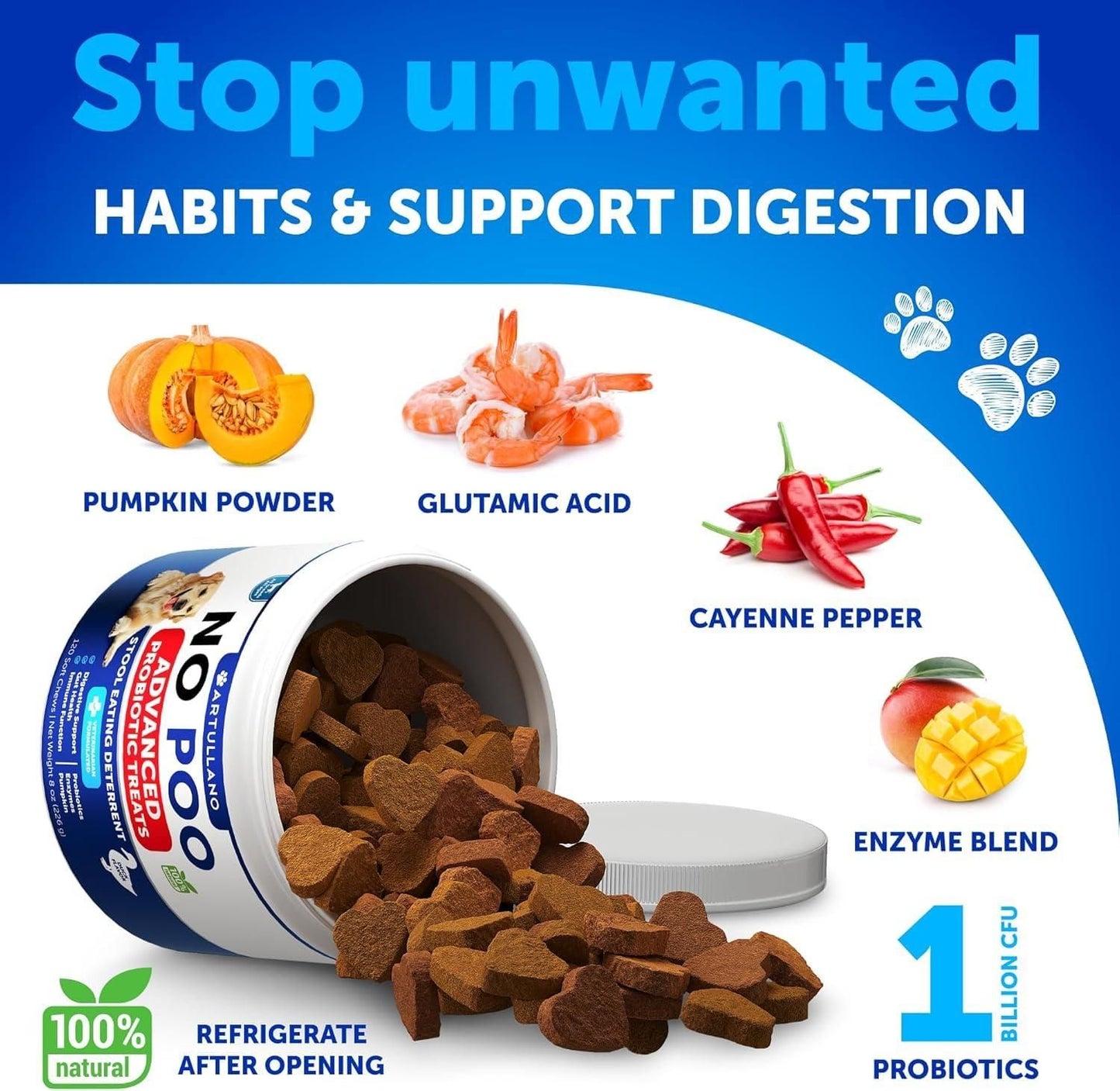 No Poo Chews for Dogs, Stool-Eating Deterrent with Enzymes