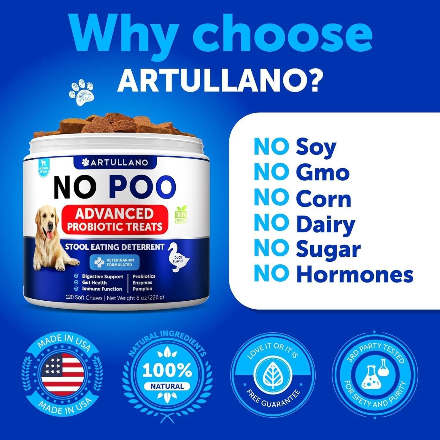 No Poo Chews for Dogs, Stool-Eating Deterrent with Enzymes
