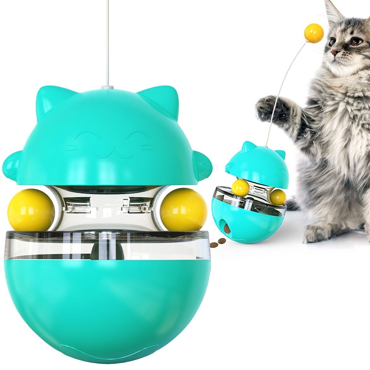 Orbital Ball Cat Play Toys; Ball Tumbler Cat Teasing Cat Stick;