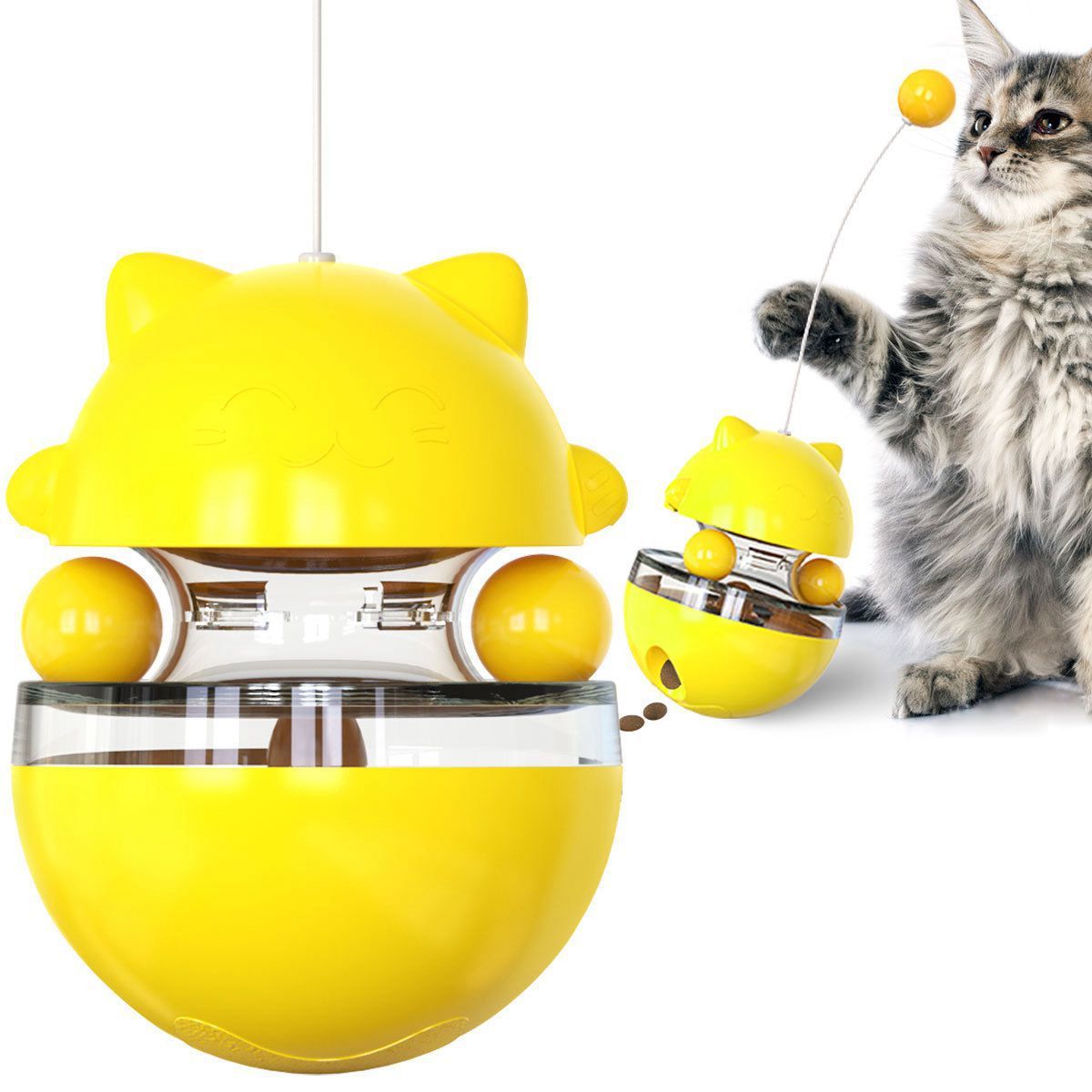 Orbital Ball Cat Play Toys; Ball Tumbler Cat Teasing Cat Stick;