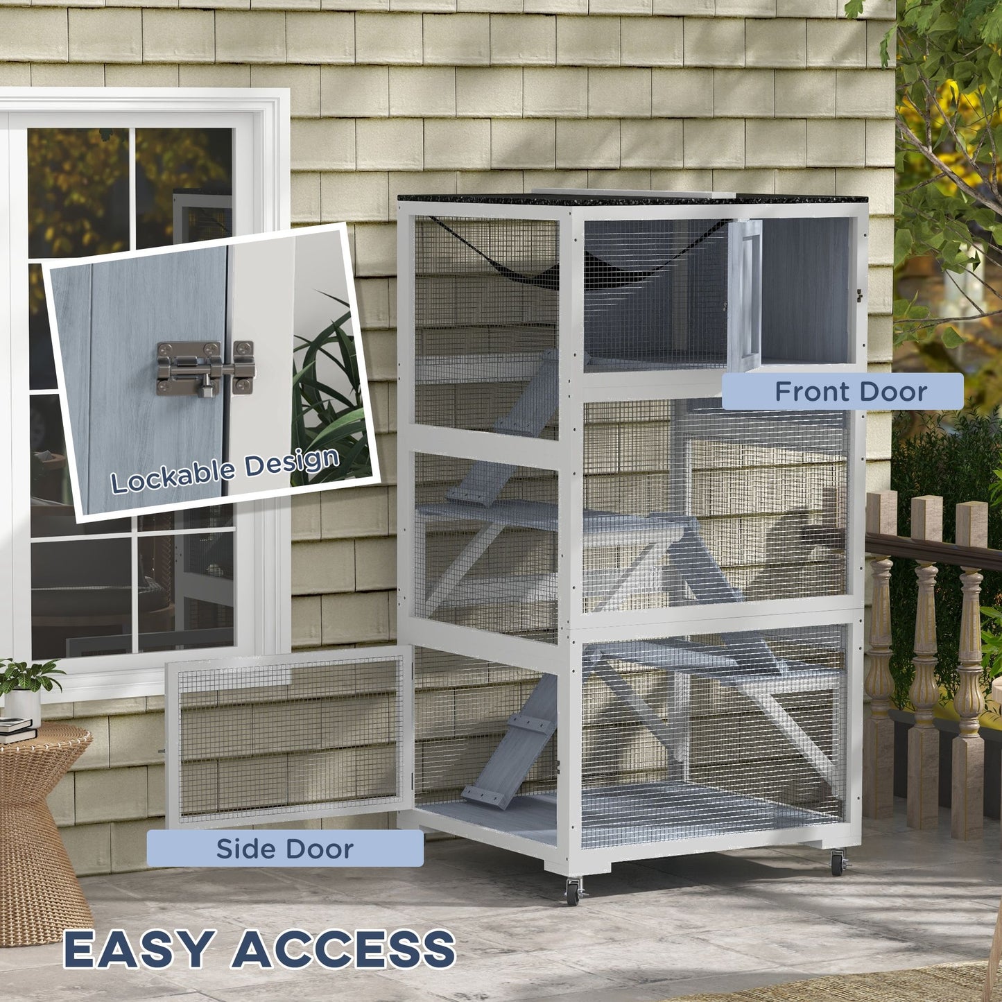 Outdoor Cat Enclosure Catio for Cats with Wheels, Weatherproof
