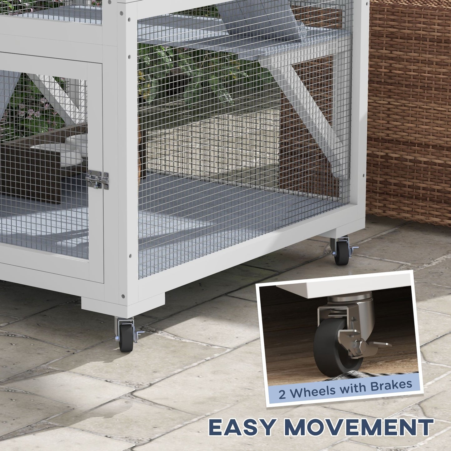 Outdoor Cat Enclosure Catio for Cats with Wheels, Weatherproof