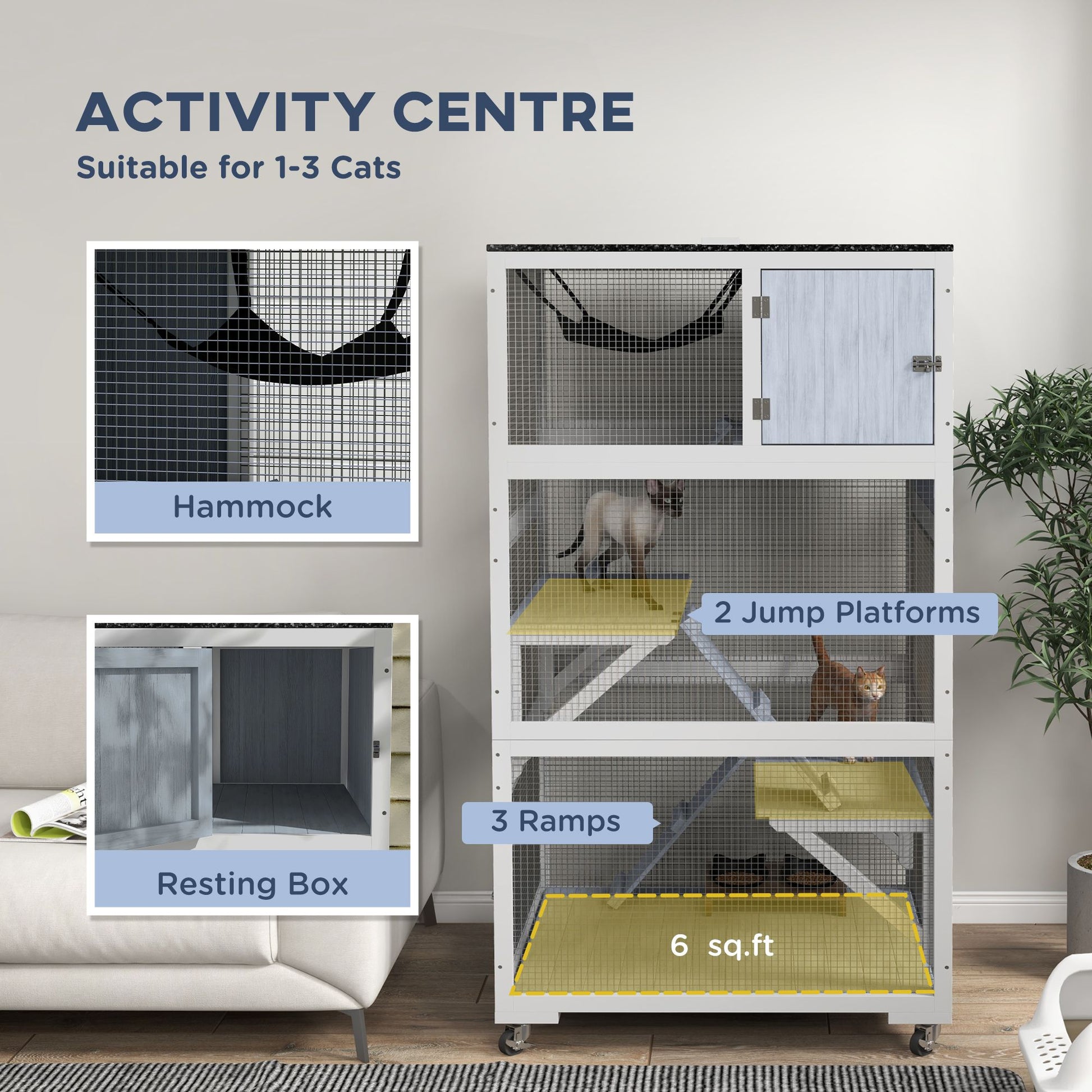 Outdoor Cat Enclosure Catio for Cats with Wheels, Weatherproof