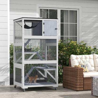 Outdoor Cat Enclosure Catio for Cats with Wheels, Weatherproof