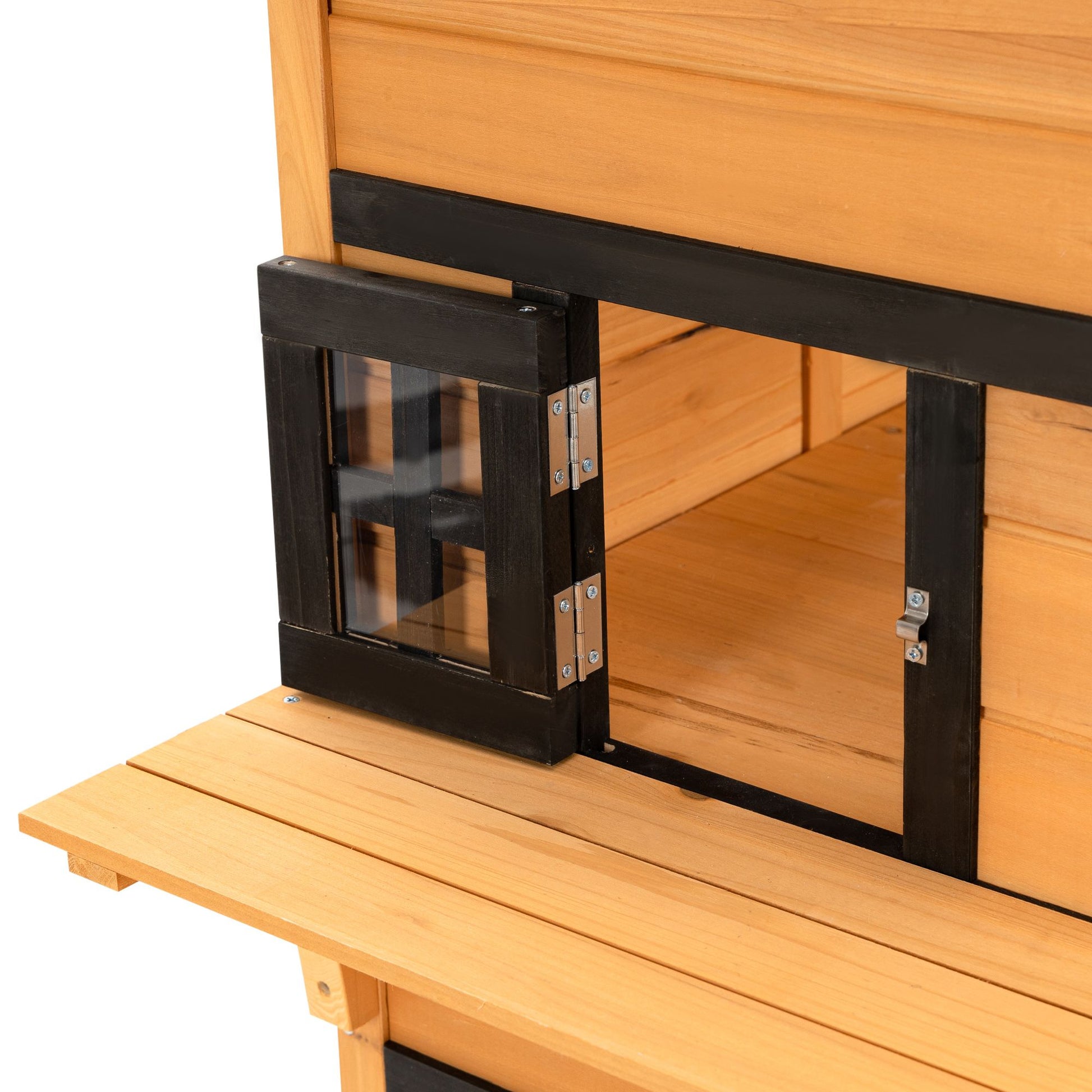 Outdoor Cat House, 3-Tier Kitty Shelter with 5 Escape Doors