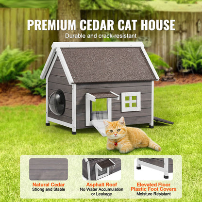 Outdoor Cat House Weatherproof, Feral Cat Shelter for Multiple