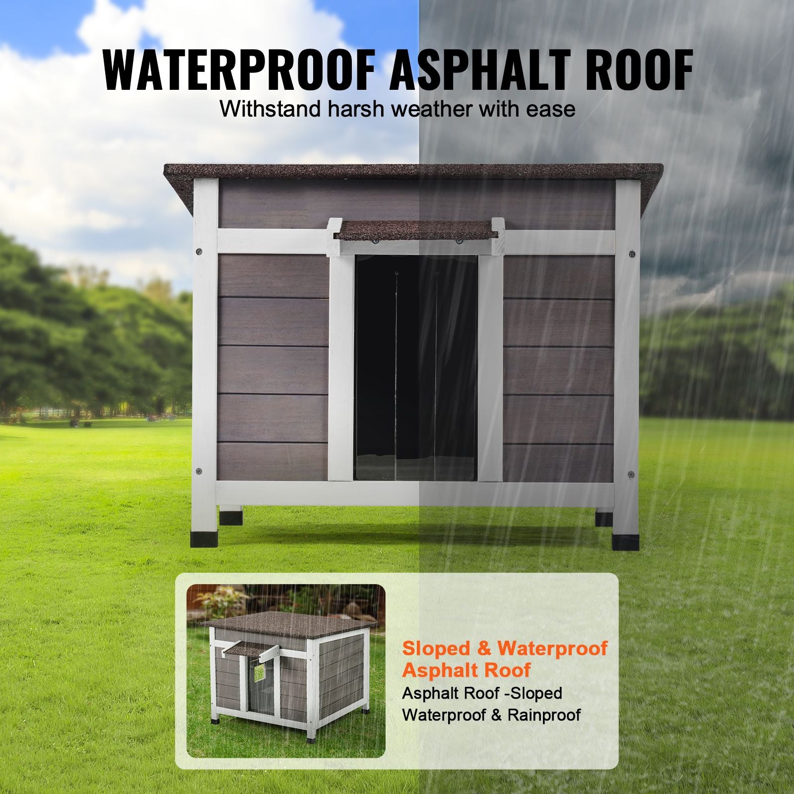 Outdoor Cat House Weatherproof, Feral Cat Shelter for Multiple