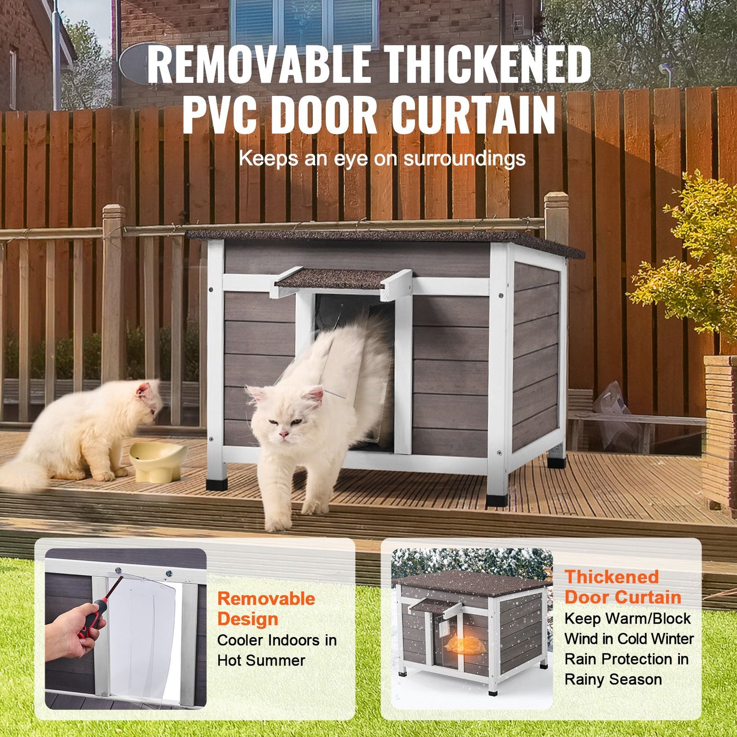 Outdoor Cat House Weatherproof, Feral Cat Shelter for Multiple