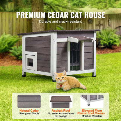 Outdoor Cat House Weatherproof, Feral Cat Shelter for Multiple
