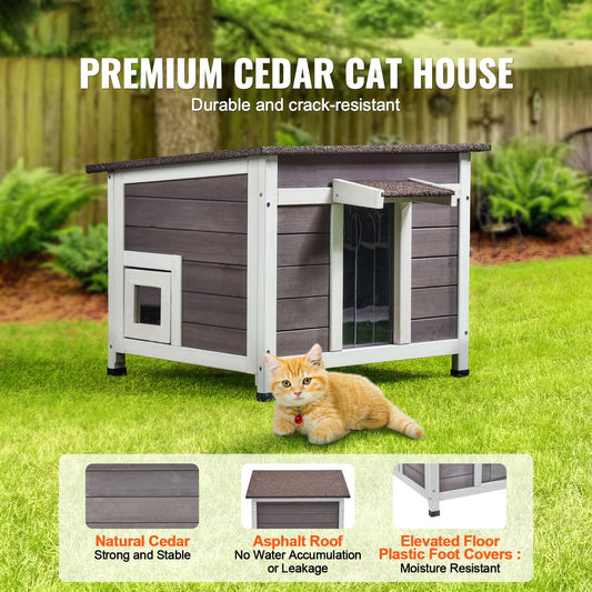 Outdoor Cat House Weatherproof, Feral Cat Shelter for Multiple