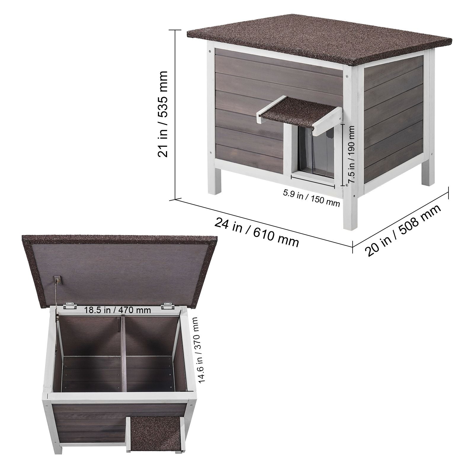 Outdoor Cat House Weatherproof, Feral Cat Shelter for Multiple