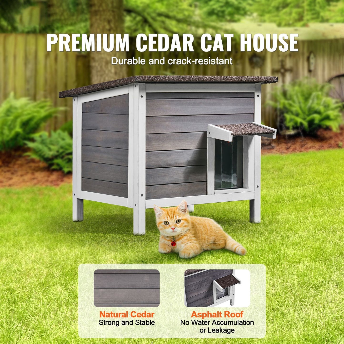 Outdoor Cat House Weatherproof, Feral Cat Shelter for Multiple