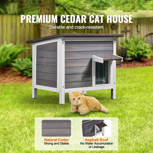 Outdoor Cat House Weatherproof, Feral Cat Shelter for Multiple