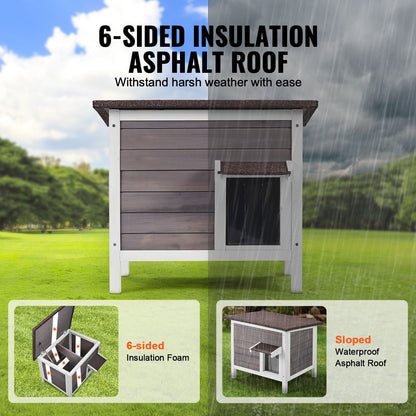 Outdoor Cat House Weatherproof, Feral Cat Shelter for Multiple