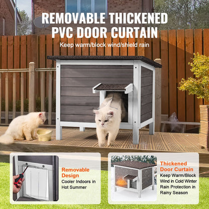 Outdoor Cat House Weatherproof, Feral Cat Shelter for Multiple