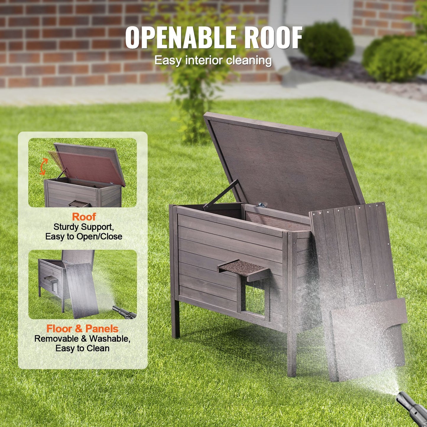 Outdoor Cat House Weatherproof, Feral Cat Shelter for Multiple