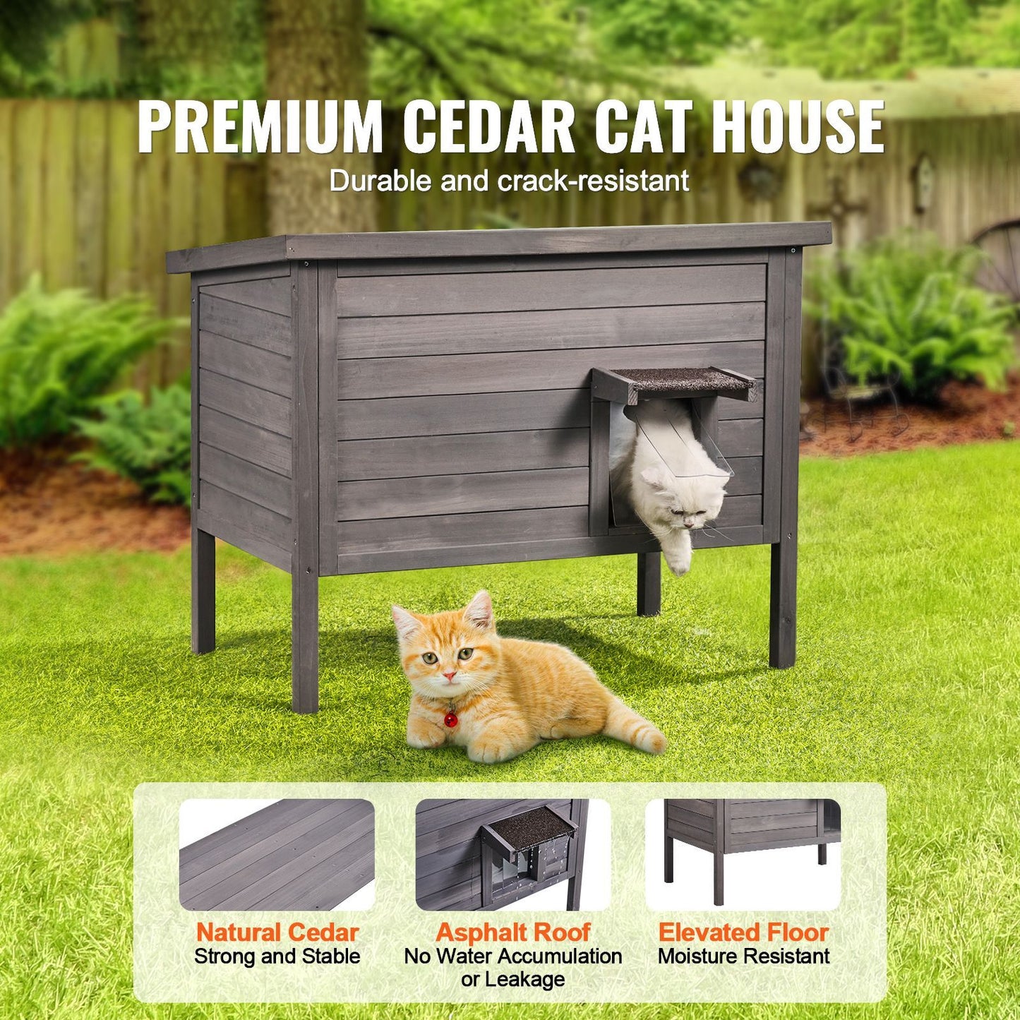 Outdoor Cat House Weatherproof, Feral Cat Shelter for Multiple
