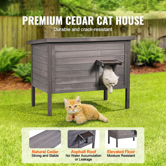 Outdoor Cat House Weatherproof, Feral Cat Shelter for Multiple