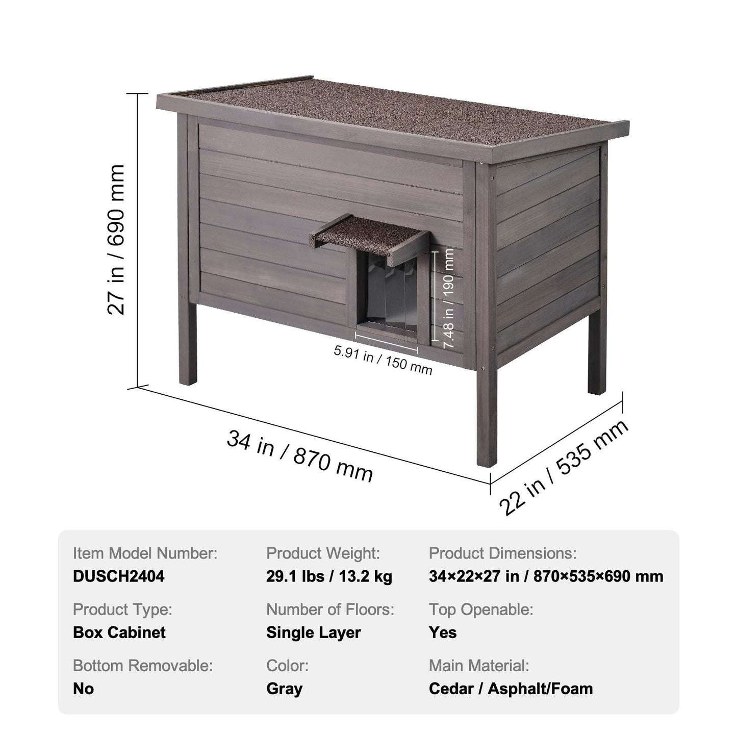 Outdoor Cat House Weatherproof, Feral Cat Shelter for Multiple
