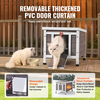 Outdoor Cat House Weatherproof, Feral Cat Shelter for Multiple