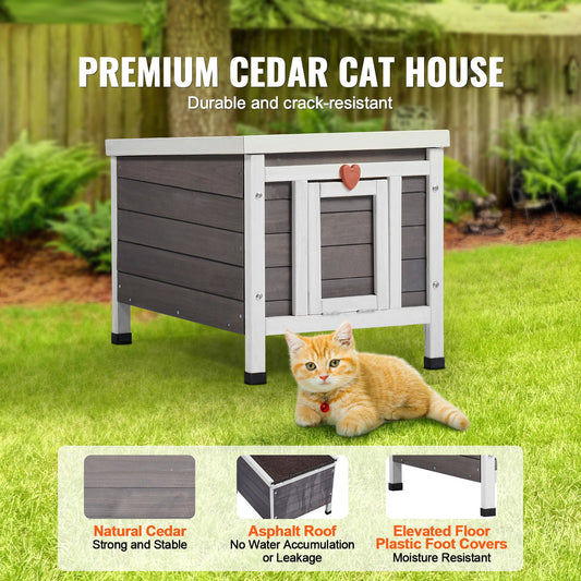 Outdoor Cat House Weatherproof, Feral Cat Shelter for Multiple