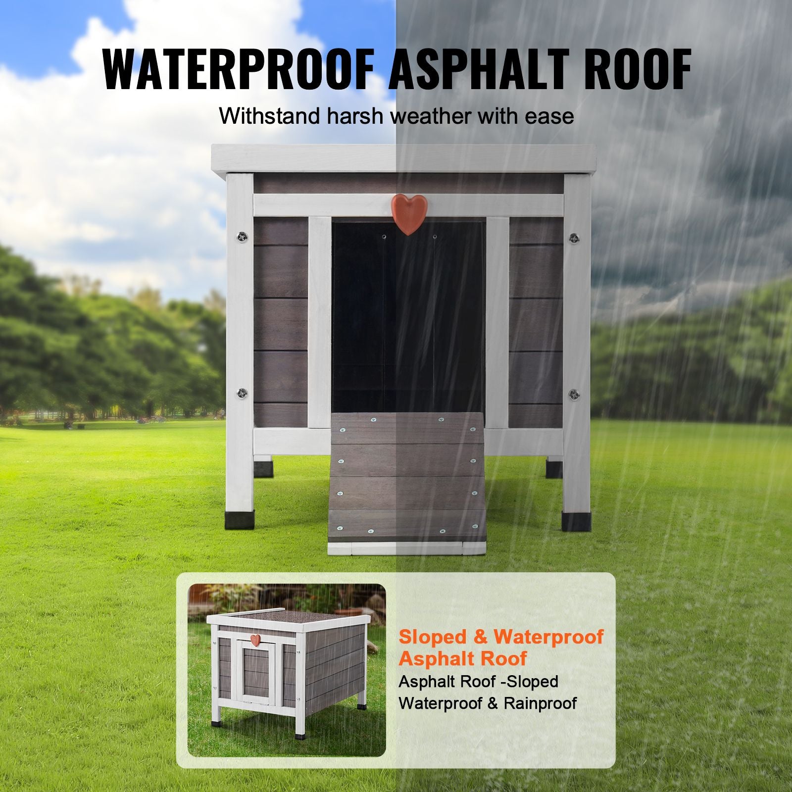 Outdoor Cat House Weatherproof, Feral Cat Shelter for Multiple