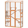 Outdoor Catio Cat Enclosure, Large Wooden Cat House with 6 Jumping
