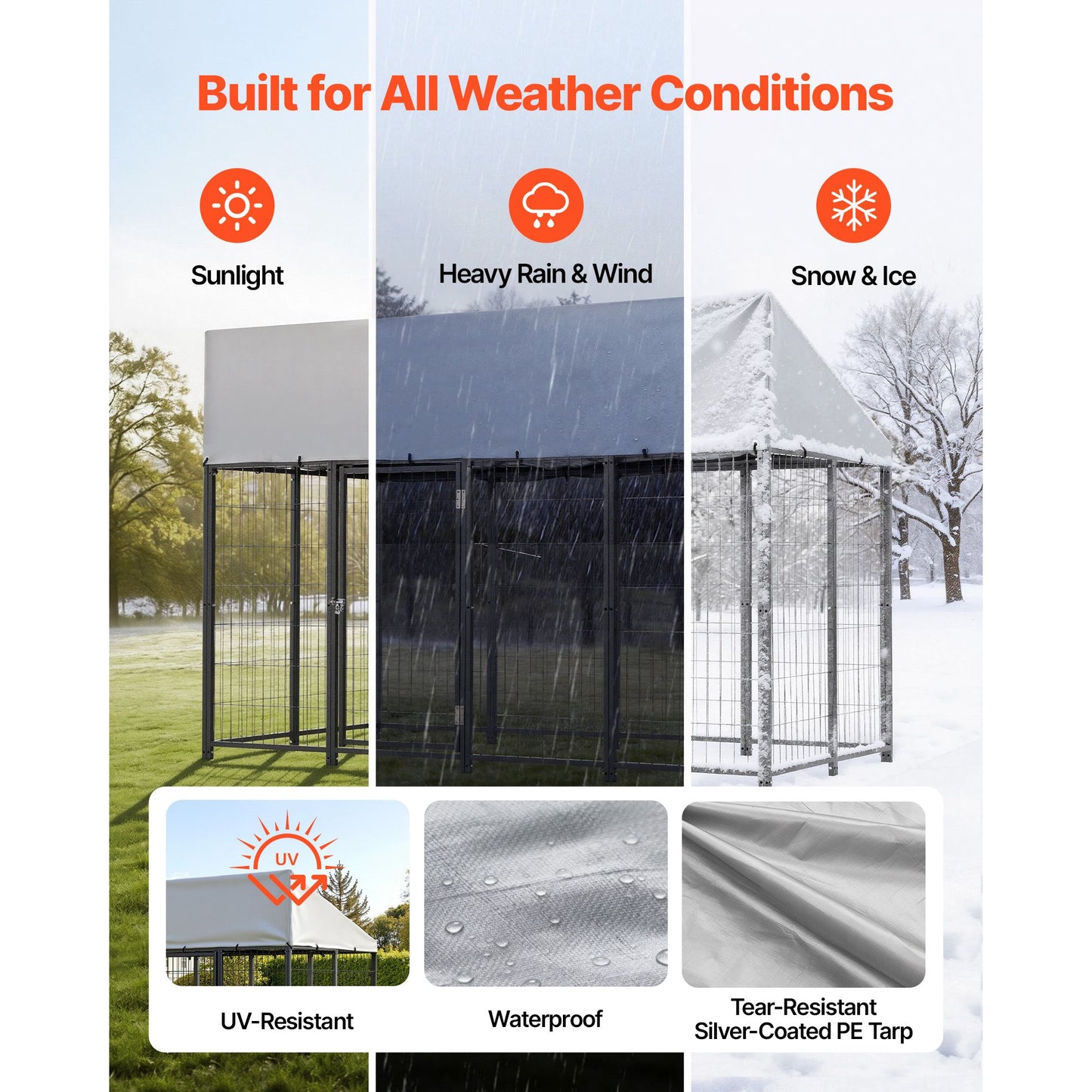 Outdoor Dog Kennel, 7.87 X 3.94 X 5.4 Ft Large Dog Kennel