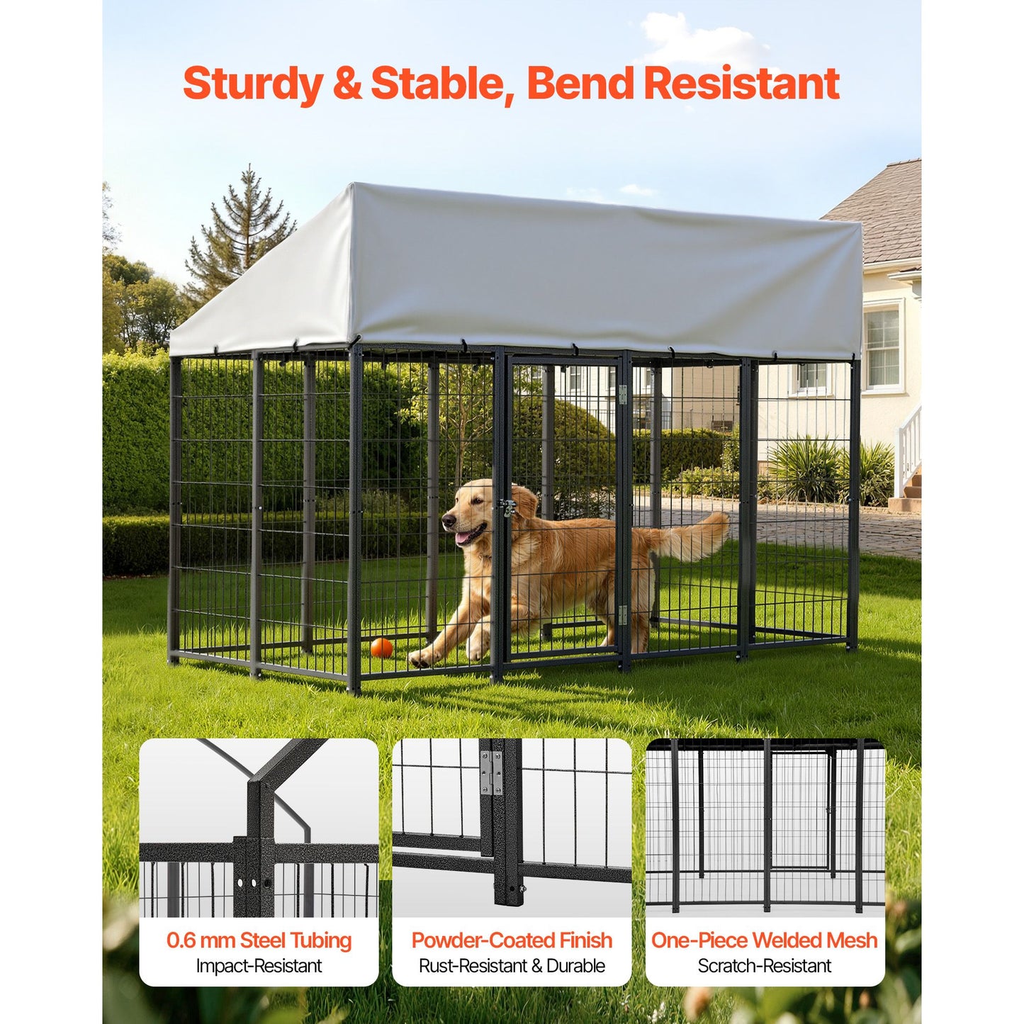 Outdoor Dog Kennel, 7.87 X 3.94 X 5.4 Ft Large Dog Kennel
