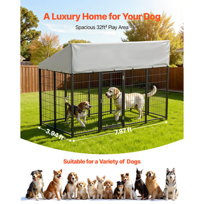 Outdoor Dog Kennel, 7.87 X 3.94 X 5.4 Ft Large Dog Kennel