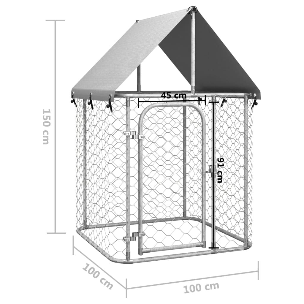 Outdoor Dog Kennel with Roof 39.4 X59.1