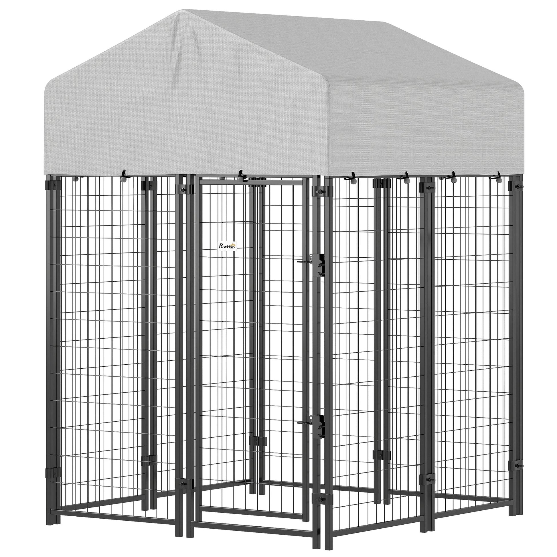 Outdoor Dog Kennel with Roof, 4 X 6' Heavy Duty Welded Wire Dog