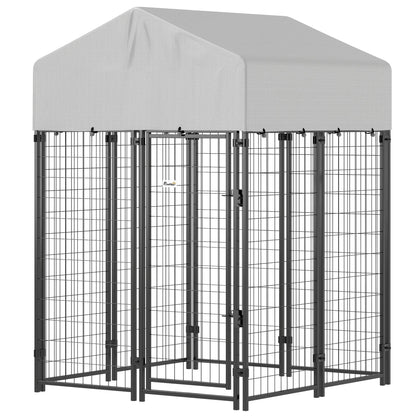 Outdoor Dog Kennel with Roof, 4 X 6' Heavy Duty Welded Wire Dog